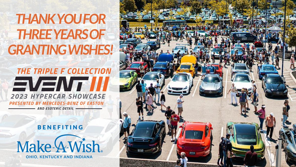 Make-A-Wish OKI (@makeawishohkyin) on Twitter photo Thank you to @3FCollection <a href="/MBofEaston/">Mercedes-Benz of Easton</a> & <a href="/EsotericDetail/">ESOTERIC Detail</a> for organizing an amazing event for the 3rd year in a row to help grant life-changing wishes for children in Central Ohio!
Grant wishes: bit.ly/3CvZqTn
#TheEvent #TripleFCollection #TripleF #EsotericDetail #mboe Thank you to @3FCollection <a href="/MBofEaston/">Mercedes-Benz of Easton</a> & <a href="/EsotericDetail/">ESOTERIC Detail</a> for organizing an amazing event for the 3rd year in a row to help grant life-changing wishes for children in Central Ohio!
Grant wishes: bit.ly/3CvZqTn
#TheEvent #TripleFCollection #TripleF #EsotericDetail #mboe