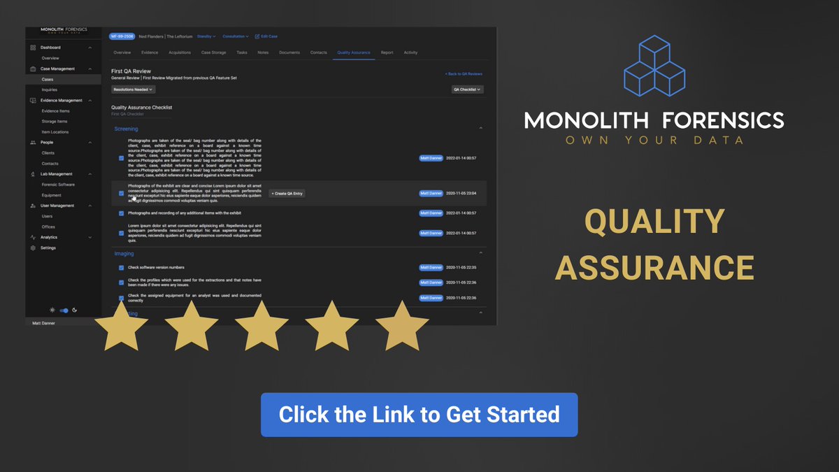 Design customized QA reviews for your cases so that your lab adheres to defined standards. With Monolith, you can create a centralized system so everyone is on the same page. Start today! snip.ly/peykca

#dfir #casemanagement #digitalinvestigations