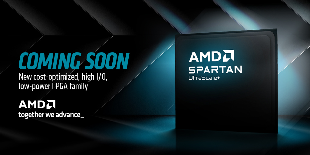 AMD is excited to announce the Spartan #UltraScale+ FPGA, our newest cost-optimized #FPGA family. Ideal for cost-sensitive applications requiring low power and high I/O. Read our blog to learn more 👉 bit.ly/3XdbNgN