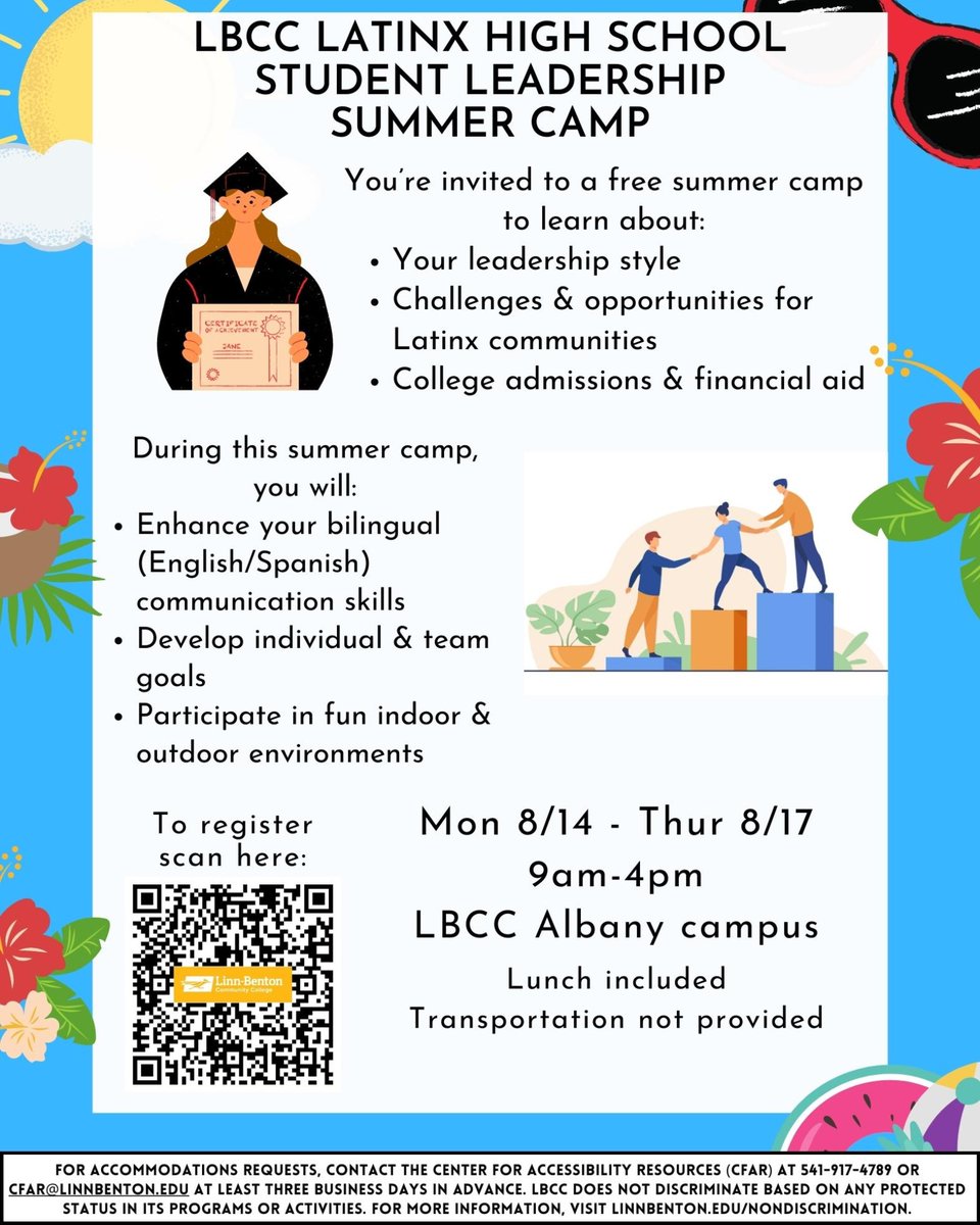 This summer, there is a great summer camp opportunity for local #Latinx high school #students to come together to work on leadership &amp; bilingual skills while receiving #mentorship around college &amp; community opportunities.

Follow this link to learn more: docs.google.com/forms/d/e/1FAI…