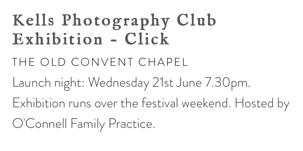 Delighted to be back running an exhibition of our members photography during @HinterlandKells Exhibition launch on Wednesday at 7.30 in Old Convent Chapel #kellsphotographyclub #hinterlandfestival #kells #photographyexhibition