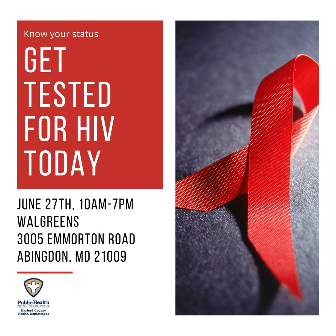 One week from today is #NationalHIVTestingDay! Our staff will be providing FREE HIV testing next Tuesday at the Walgreens in Abingdon! Don't miss this great resource.