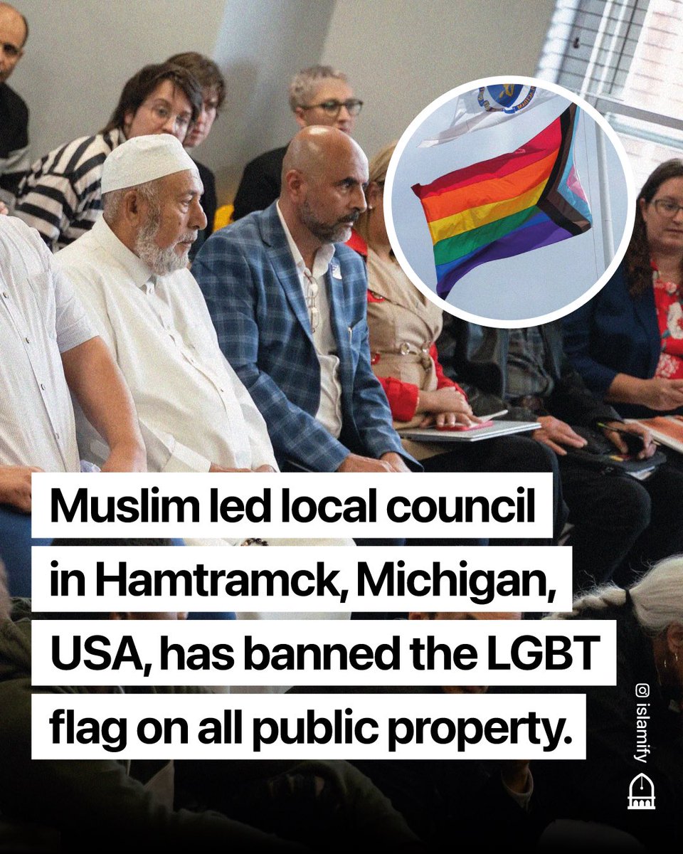 An all-Muslim led council in #Hamtramck, #Michigan, USA has banned #LGBT flags from public property.
The council voted unanimously to display only five #flags, including the American flag, the Michigan flag and one that represents the native countries of immigrant residents