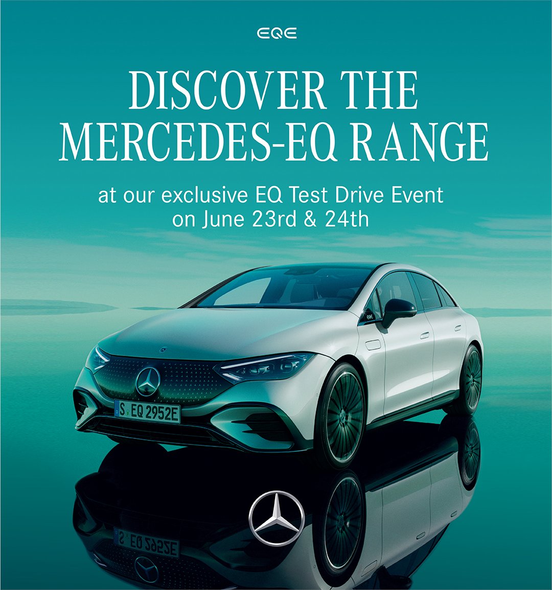 Our 𝐌𝐞𝐫𝐜𝐞𝐝𝐞𝐬-𝐄𝐐 𝐓𝐞𝐬𝐭 𝐃𝐫𝐢𝐯𝐞 𝐄𝐯𝐞𝐧𝐭 is on this Friday, June 23rd &amp; Saturday, June 24th.

It’s not just electric, it’s Mercedes. Where luxury is reimagined for a sustainable world.

Exclusive offer: €500 home charger contribution for new Mercedes-EQ orders.