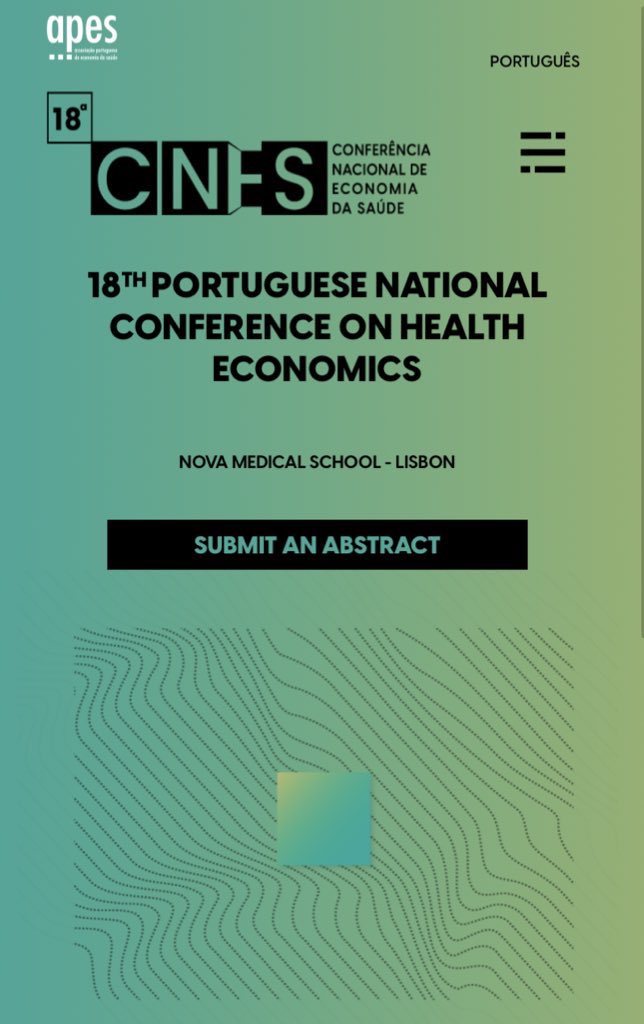 18th Portuguese National Conference on Health Economics (CNES) l October 12 & 13 📄 Submit your abstract until June 30! To all our international friends, a kind reminder that we *strongly encourage* the participation of non-Portuguese health economists at the 18th CNES …1/3