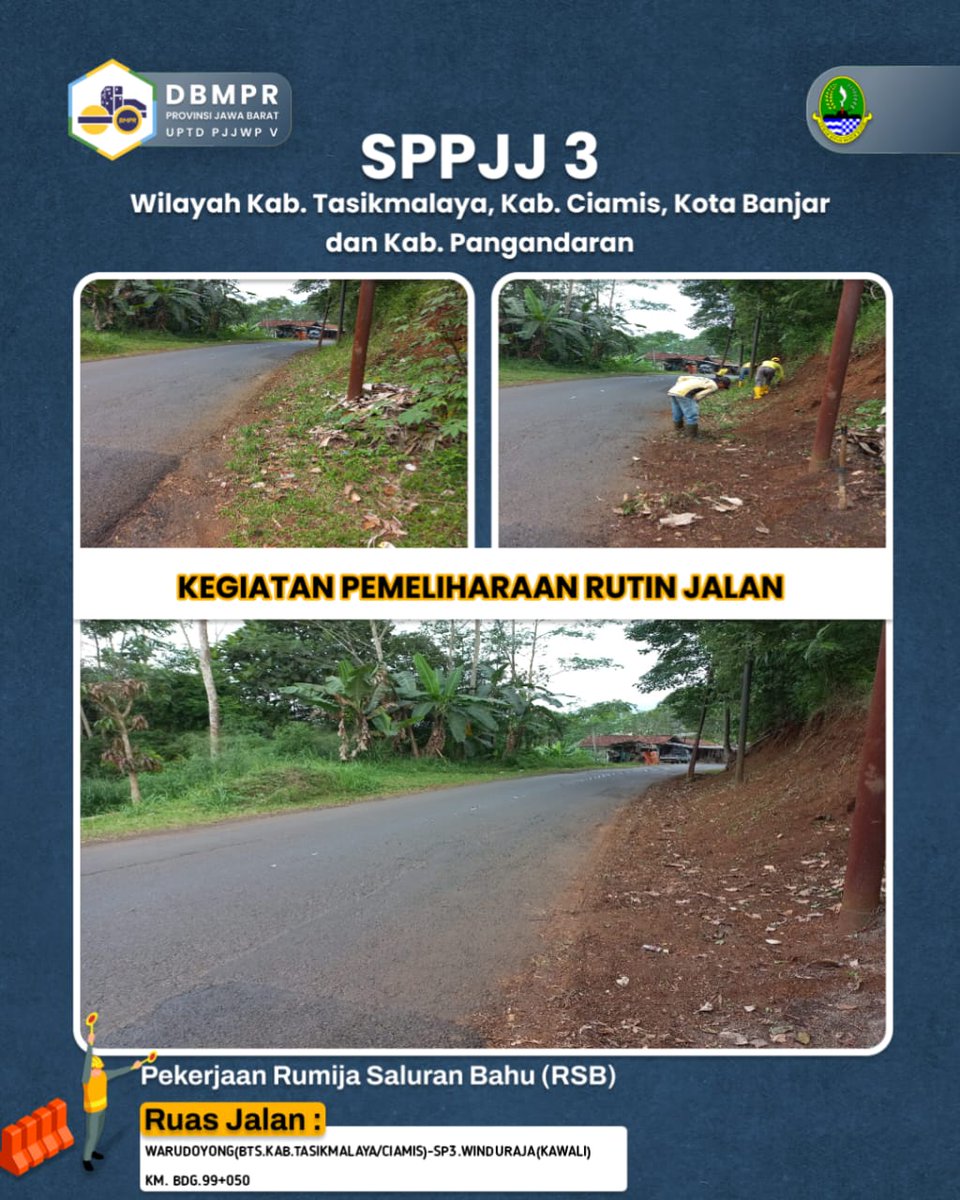 bimalima_jabar's tweet photo. Malam #SobatBima5
Berikut Pekerjaan Rumija Saluran Bahu Oleh SPPJJ 3 Kab. Tasikmalaya, Kab. Ciamis, Kota Banjar dan Kab. Pangandaran.

@ridwankamil 
#dbmprjuara https://t.co/mhKuuKctjq