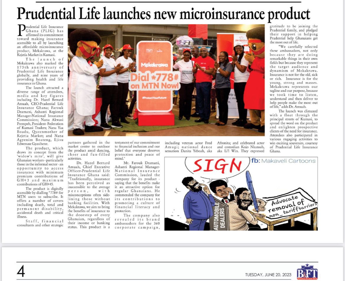 PruLifeGhana's tweet photo. Prudential Life launches new Micro insurance product https://t.co/goNuO4yYqL

#Mekakrawa #PLIG https://t.co/HpD51dColn