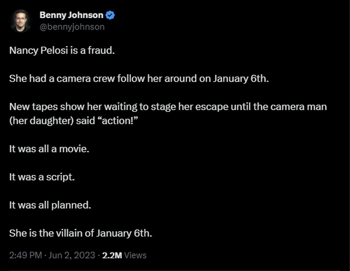 Never let this message die!

Nancy Pelosi is criminal #1 of January 6th!