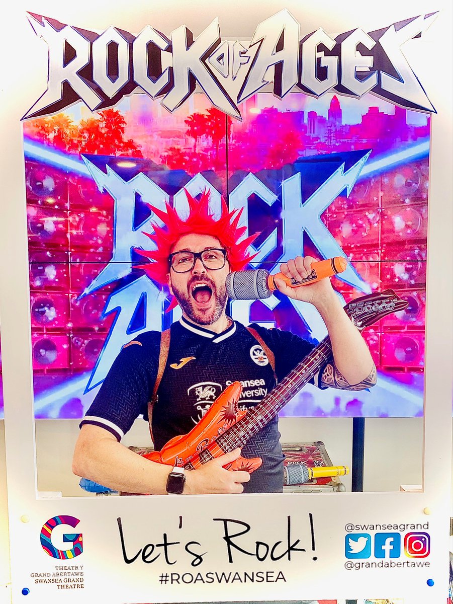 SwanseaGrand's tweet photo. Swansea, Let's Rock!!!! Air guitars at the ready!! Tag us in all your selfies #ROASwansea  @rockofagesuk https://t.co/FL9Ohh4bX7 https://t.co/WUxBoV4lL6
