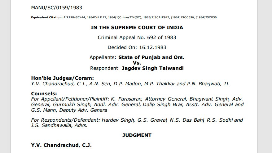 Hello #lawtwitter
if you wish to read the exact pin pointed case law on Preventive Detention, the State of Punjab vs Jagdev singh talwandi (1984) 1 SCC 596 could be a worth reading. The SC has mentioned the manner in which  grounds of detention can be furnished by the authority.