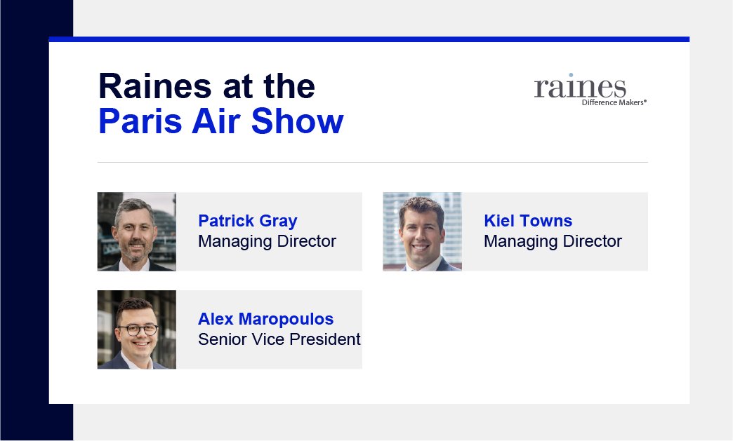 Raines' @paddygray, Kiel Towns, and Alexander Maropoulos are attending the International Paris Air Show <a href="/salondubourget/">Paris Air Show</a> this week. If you are also at the show, be sure to reach out to our team!
#parisairshow #parisairshow2023 #aerospace #salondubourget
