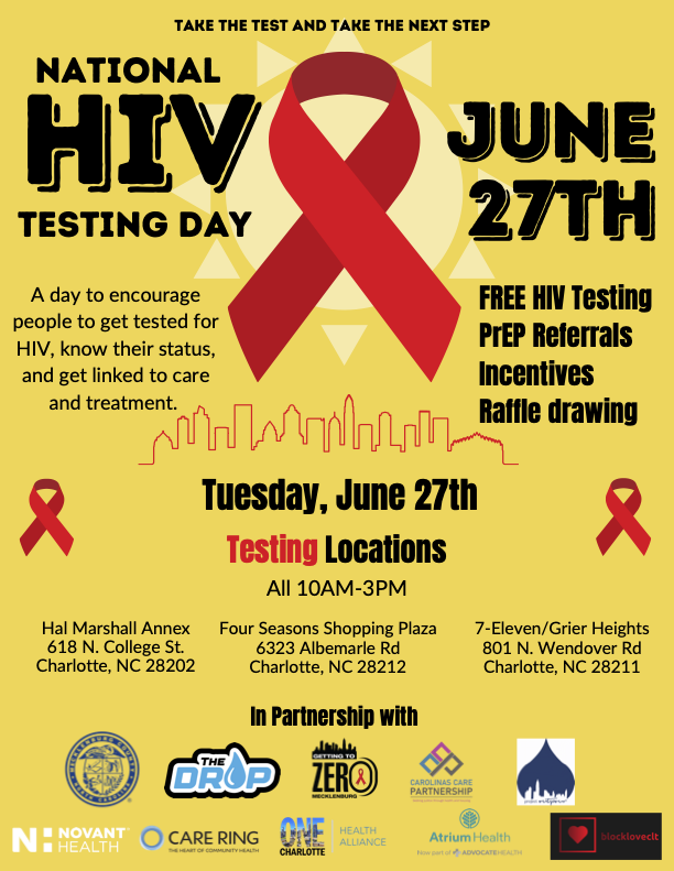 Will we see you on June 27th for #NationalHIVTestingDay? Our partners are teaming up to encourage the community to get screened and receive educational materials, and other services if needed.

Choose the location best for you and we’ll see you on June 27th!

#charlotte #health