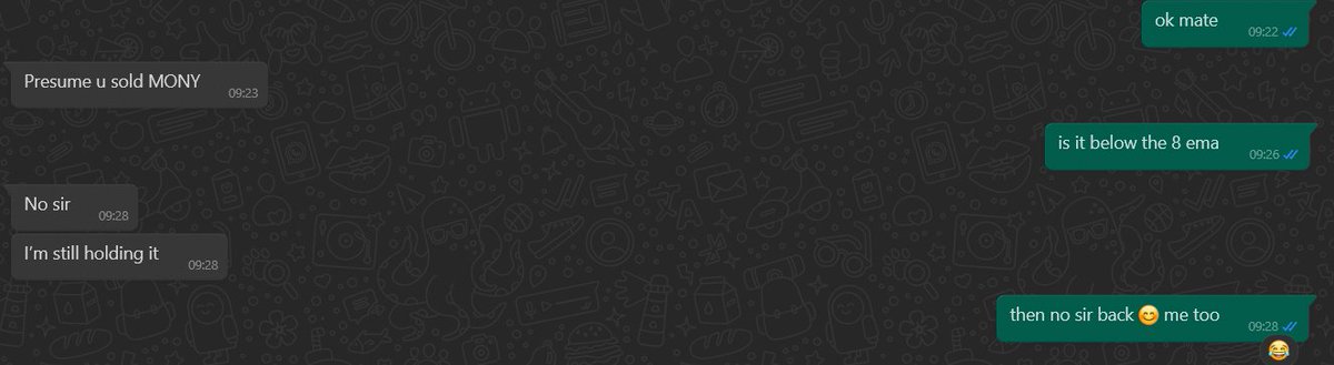 Borg74's tweet image. #MONY still in the MONEY HONEY.

1 student: Did you sell #MONY after yesterday's price action?
Another Student sold out too early.

Therein lies the 8ema.  If price has not closed below the 8ema there is no need to exit a Long trade.  It takes out the emotion of trading.  A