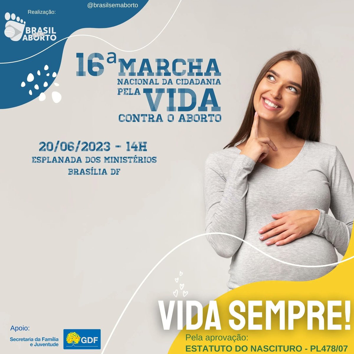 ¡Hoy! Acompañemos a la Marcha por la vida de Brasil 🇧🇷 💪

<a href="/brasilsemaborto/">BRASIL SEM ABORTO</a> 
#VIDAsempre #MarchapelaVida