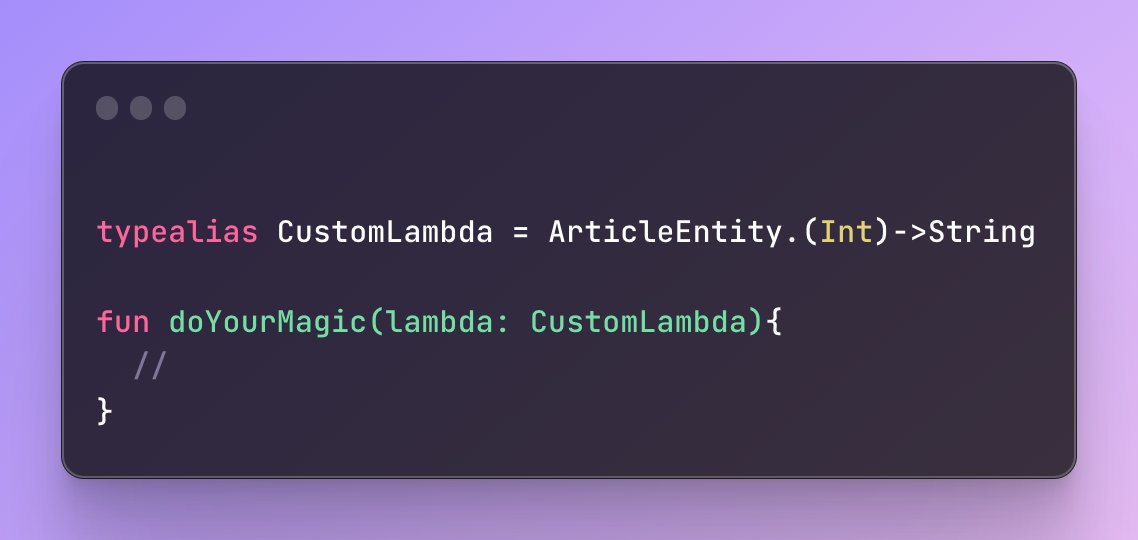 JarekOnTech's tweet photo. Kotlin tip:

Create typealias to shorten weird lambdas: https://t.co/9ycLp5CDIr