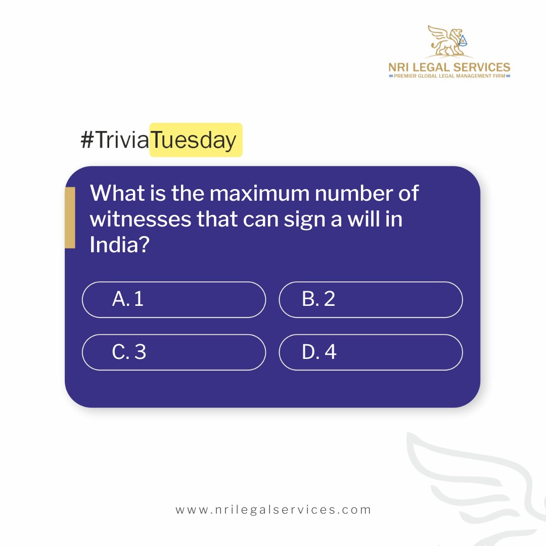 NRILegal's tweet photo. We are back again with our Tuesday trivia!
Enjoy hitting a bulls eye by getting all the questions correct..
https://t.co/MRBDEDGFUP
#TriviaTuesday #TuesdayTrivia #MakingaWill #WillDocument #RERA #NRIs #India #IndianDiaspora #LegalServices #LegalAdvice #NRILegalServices https://t.co/gJfZGarcZz