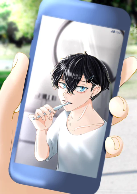 最愛の人の写真を見て休憩&充電中