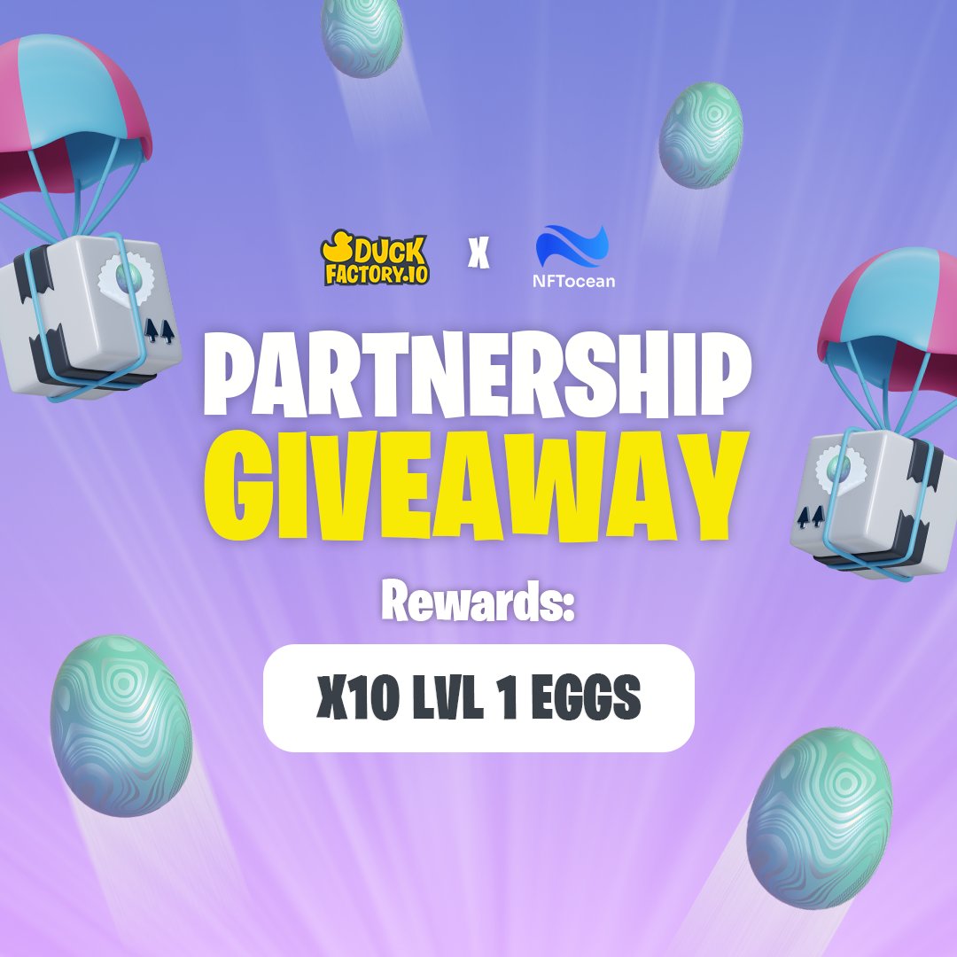 Duckfactory_io's tweet photo. 🎁 Duckfactory x NFT Ocean Giveaway 🎁

Take a chance to win one of the mysterious NFT Eggs that gives you access to the #Duckfactory Pre-Alpha.

🔺 Follow @Duckfactory_io + @NFTocean_market
🔺 Like / RT + Tag 3 Friends
🔺 Join Discord: https://t.co/uF5nRICi3w

⏳ Winners in 48 hours
#NFTGiveaway #NFTCommunity #NFTs #GameFi