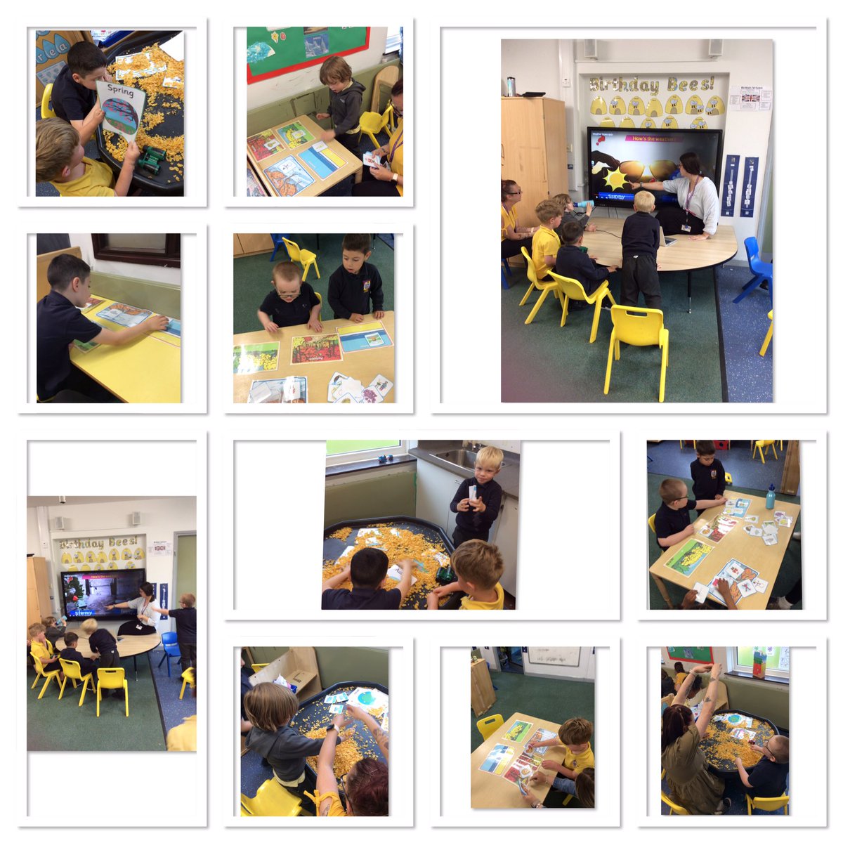 ACMeadstead's tweet photo. This afternoon we’ve been busy using our communication and sensory skills to recognise the different types of weather and seasons. 🐝 ☁️ ☀️ 🌧 ❄️ @AETAcademies @MeadsteadPA @MeadsteadHoS https://t.co/2d2YFqpwtk