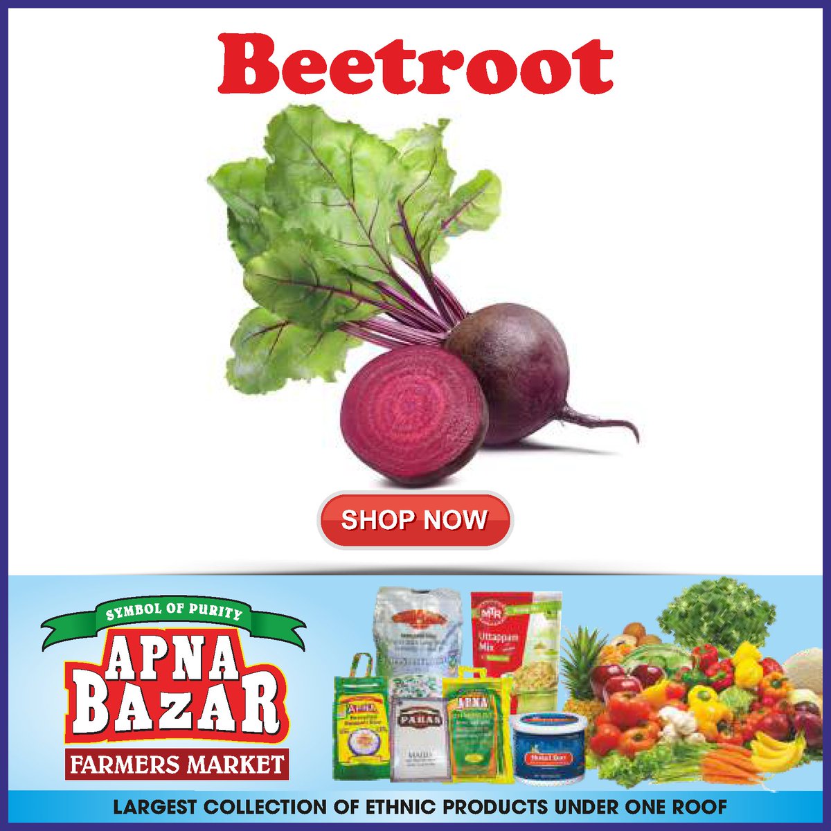 Boost your health and indulge in the vibrant hues of fresh beetroots from Apna Bazar! Experience the goodness within.

#apnabazar #Dailyfreshgrocery #freshvegetables #samedaydelivery #freshgrocery #indiangrocery #onlinegrocerystore