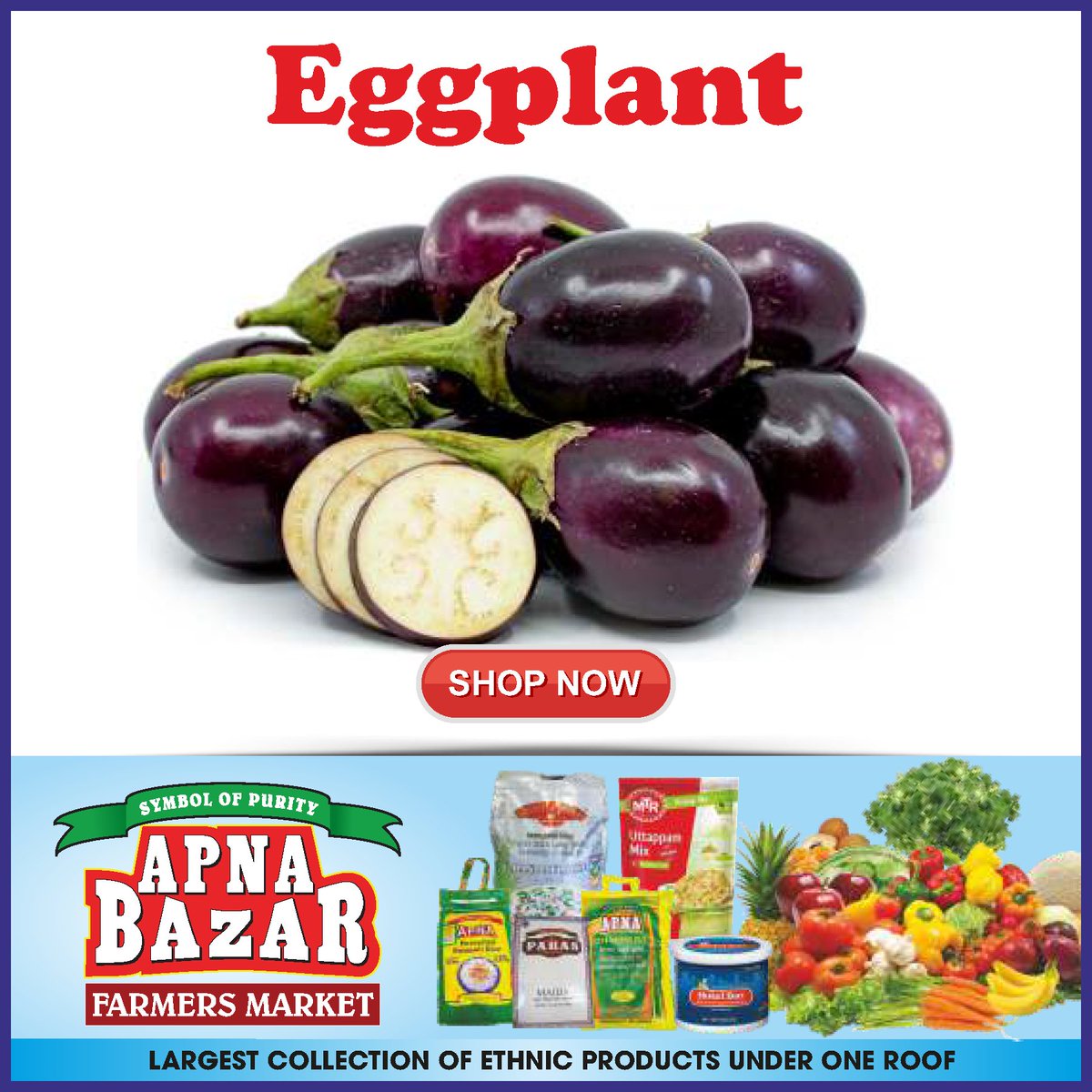 Discover the essence of deliciousness with fresh eggplants from Apna Bazar! Elevate your culinary creations today.

#apnabazar #Dailyfreshgrocery #freshvegetables #samedaydelivery #freshgrocery #indiangrocery #onlinegrocerystore