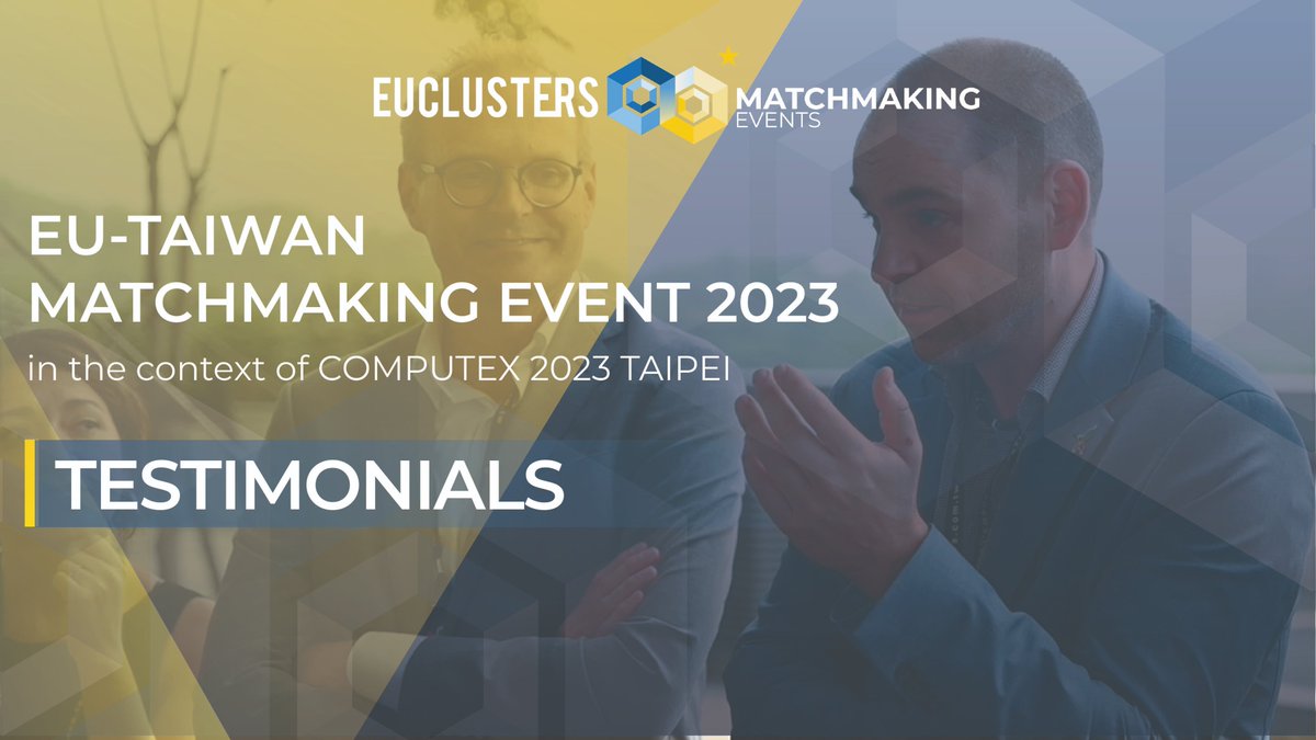Experience the success of the EU-Taiwan #ECCPMatchmaking Event! 

Discover tech progress, collaborations & innovation in action and all the benefits through our testimonials: 
🎬 youtu.be/l-WlTc5tZKM 

Exciting new call open - follow on the #ECCP! clustercollaboration.eu/content/eu-sin… 🚀