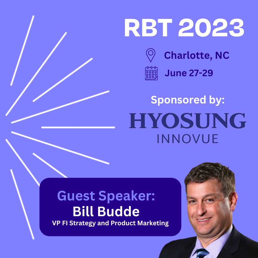 We are so proud to be premier sponsors of this year's Retail Bank Transformation Conference in Charlotte. Join the 'Elevating the Branch Experience' event hosted by our very own VP of FI Strategy and Product Marketing, Bill Budde! bit.ly/RBT-2023 #RBTUSA #RBT23