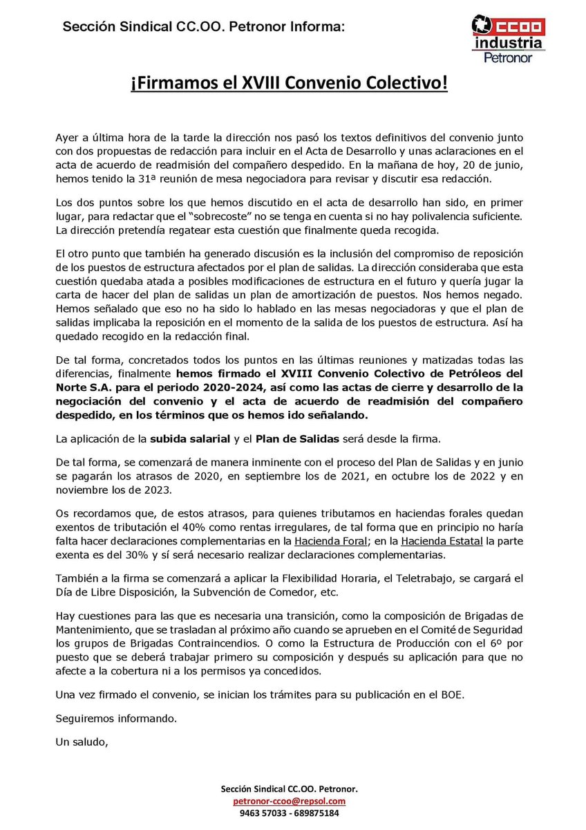 LORTU DUGU!

¡Firmamos el XVIII Convenio Colectivo de Petronor!

✊🏽✊🏽✊🏽