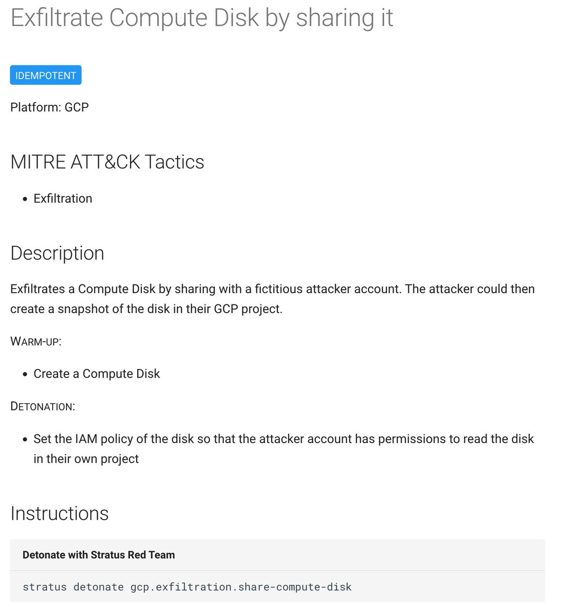 christophetd's tweet photo. Stratus Red Team v2.6.0 is out with a GCP new attack technique: 

Exfiltrate a Compute Disk through its IAM policy, allowing an attacker to copy it to their own project

https://t.co/HFpfAWPKVR

https://t.co/ledRfqrFJt https://t.co/NtkpG3KxuG