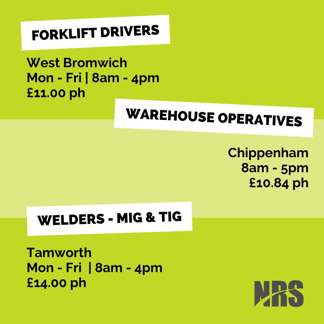 Swipe for our latest Hot Jobs 🔥

➡️ Forklift Drivers
➡️ Warehouse Operatives
➡️ Welders

📞 0121 796 2474
📧 birmingham@nelsonrecruitmentservices.co.uk

#recruitmentservices #recruitmentagency #jobsearch #jobinterview #jobvacancy #forkliftdrivers #warehouseoperatives #welders