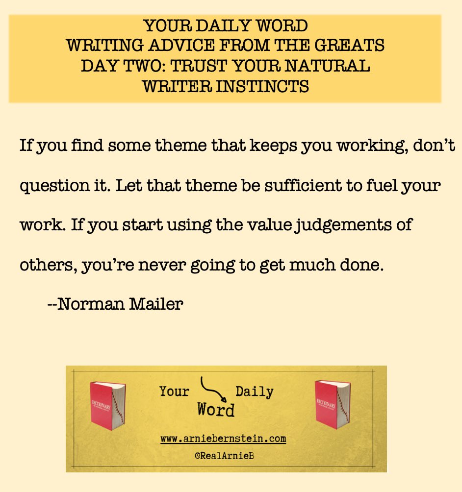 Your Daily Word: Ignore the naysayers and trust your writing instincts.
#AmWriting #Grammar #WritersofTwitter  #WritingServices #WritingCoach #WritingTips #CorporateCommunications 
arniebernstein.com