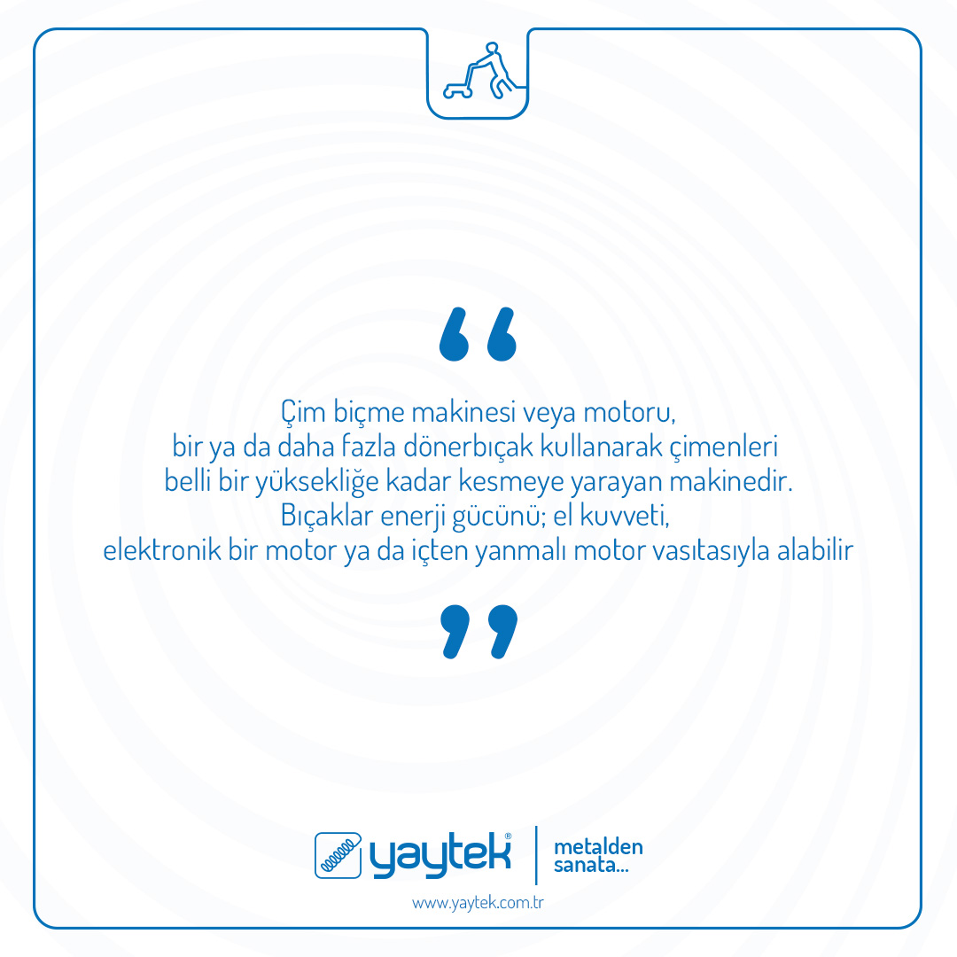 YaytekYay's tweet photo. Çim biçme makinesi veya motoru, bir ya da daha fazla döner bıçak kullanarak çimenleri belli bir yüksekliğe kadar kesmeye yarayan makinedir. 
#yay #yayüretimi #yayimalatı #springwire #mechanic #terzişiçözümler #metaldensanata #industry #çimmotorlari #çim #lawn #lawnmotor https://t.co/GUWYTEzMHW