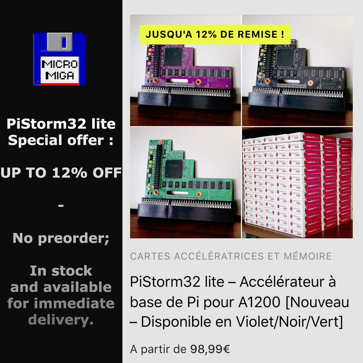 MicromigaShop's tweet photo. Chute des prix sur les accélérateurs PiStorm32 pour Amiga 1200 - C'est le moment d'en profiter : https://t.co/s3QbjdAfA7
#amiga #micromiga #raspberrypi #pistorm #pistorm32 #amiga1200 https://t.co/GNEr9EWJOn