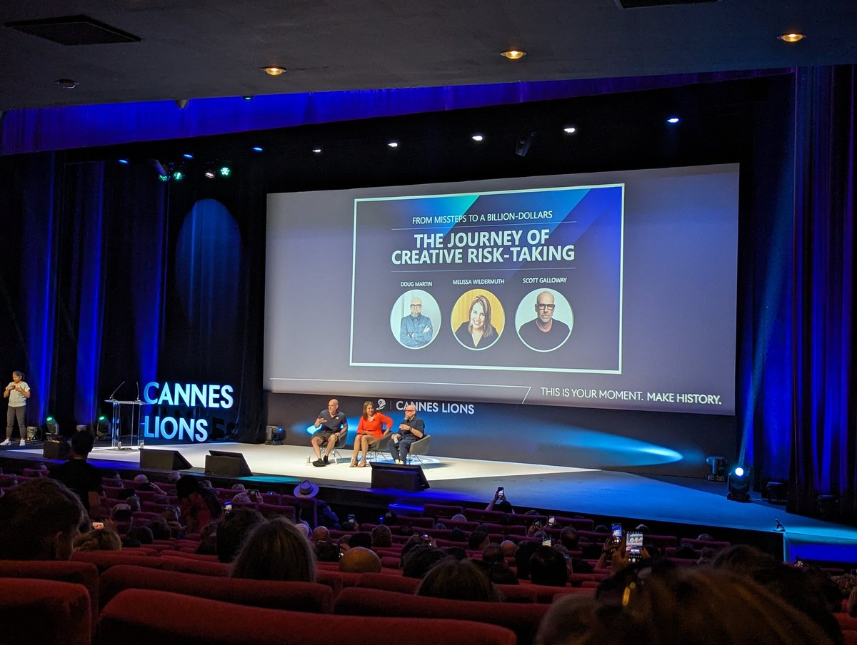 Next up, we've got Doug Martin and Melissa Wildermuth from <a href="/GeneralMills/">General Mills</a> and <a href="/profgalloway/">Scott Galloway</a> from NYU talking about The Journey of Creative Risk-Taking #CannesLions