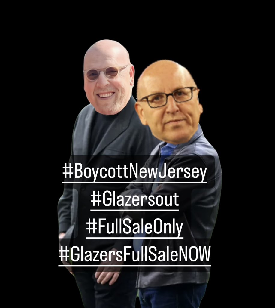 StretfordPost's tweet photo. The Glazers want to squeeze every last penny out of the club so it’s important we remind them they’re not welcome and should sell the club now! Let’s get this trending!
#BoycottNewJersey
#Glazersout
#FullSaleOnly
#GlazersFullSaleNOW https://t.co/qn12crN9iE