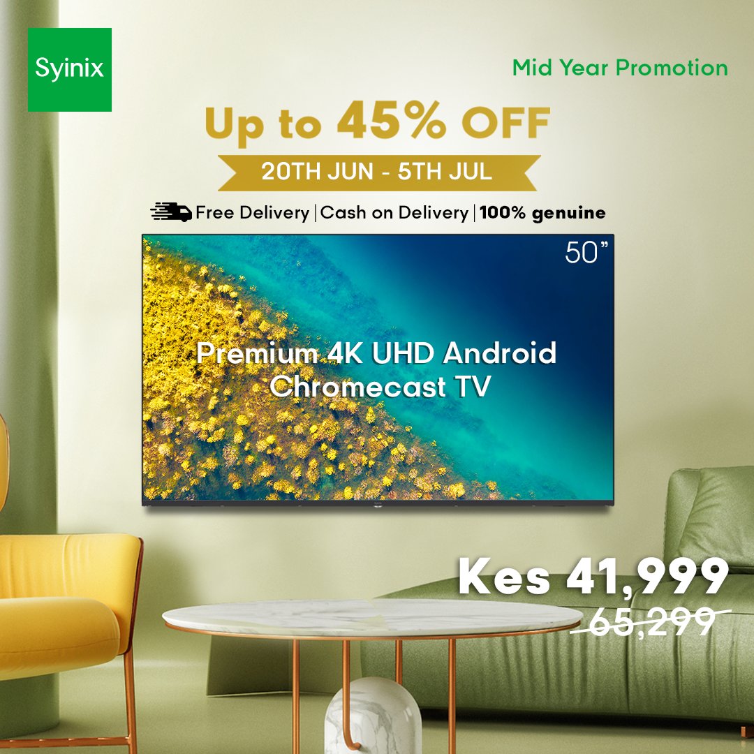 SyinixKE's tweet image. 😎Syinix Electrinics offers innovative and quality mid-high end Home Appliances with amazing aftersales services. Click here for more nairobileo.co.ke/business/artic…

#androidtvs #u51series #midyearsale