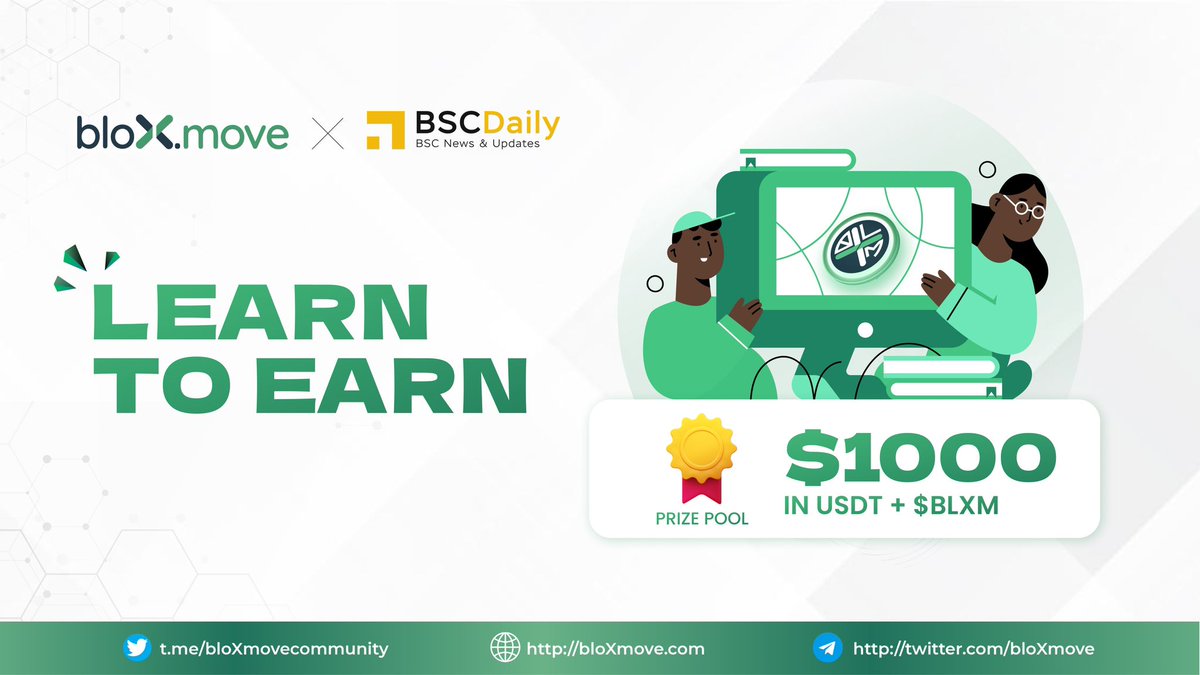 📣 BSC Daily x @BloXmove - Learn To Earn Event

🎁 Prize: $1,000 in #USDT & $BLMX for 30 Participants!

➡️ JOIN NOW: bit.ly/bloXmove-L2E

⌛️ End in 7 days

#Airdrop #L2E #Giveaway
