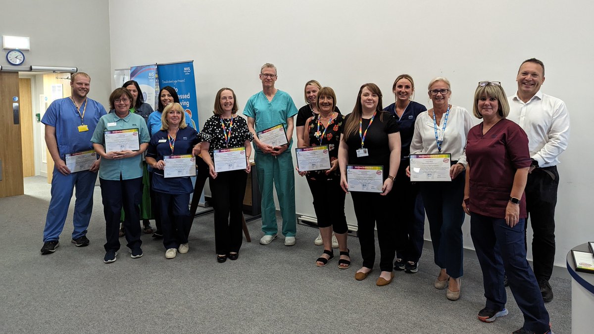 Some of our WGH staff from across the site receiving their individual '2023 Star Awards' today from Chris Stirling, Site Director, and Claire Palmer, Associate Nurse Director, having been recognised by their colleagues for going above and beyond in their duties.