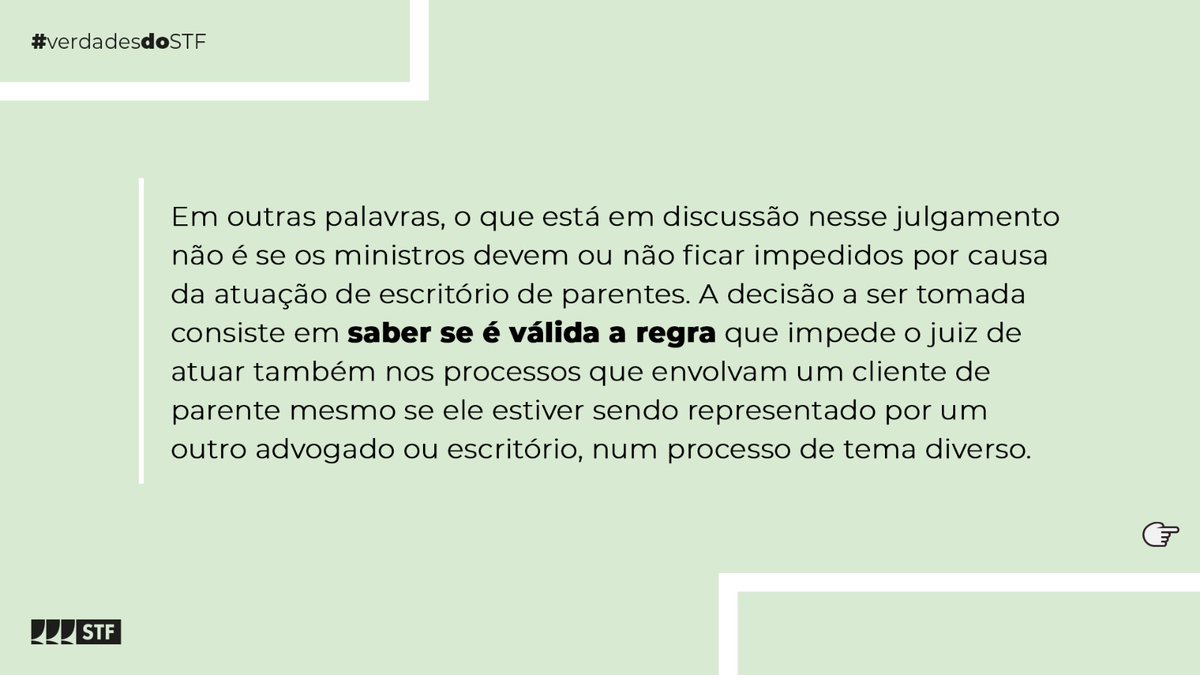 STF_oficial's tweet photo. Está suspenso por pedido de vista o julgamento que discute uma das formas de impedimento de juiz previstas no CPC. Entenda o caso: https://t.co/oPQXRM2ruk https://t.co/l0gqSlnAz4