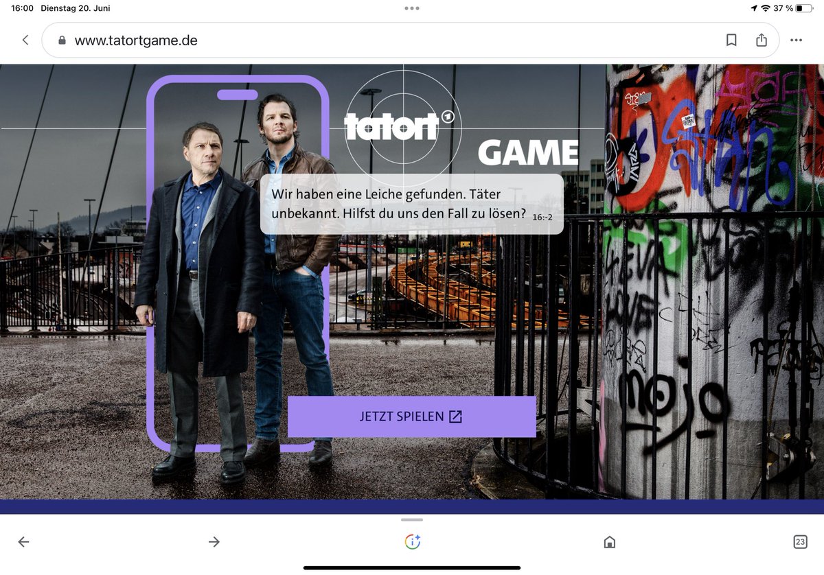 Für alle Fans des #EduBreakout 
Hier könnt ihr ein cooles Tatort Breakout spielen:
tatortgame.de
