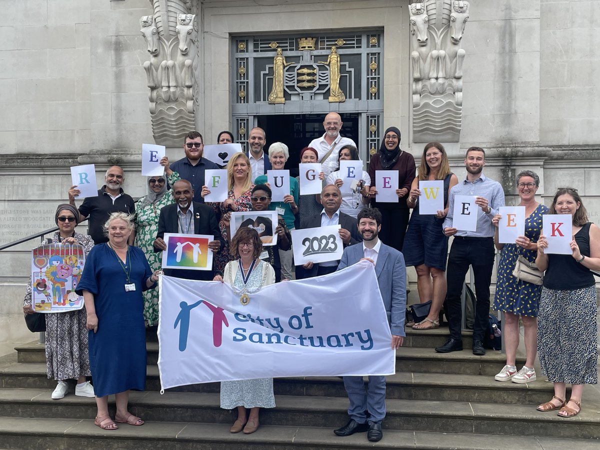 Today marks #RefugeeDay- to celebrate this, we raised the City of Sanctuary flag at the Guildhall today.  #Kingston is proud of its commitment to becoming a @cityofsanctuaryuk and is dedicated to supporting our refugee communities.   #CompassionintoAction #SimpleActs