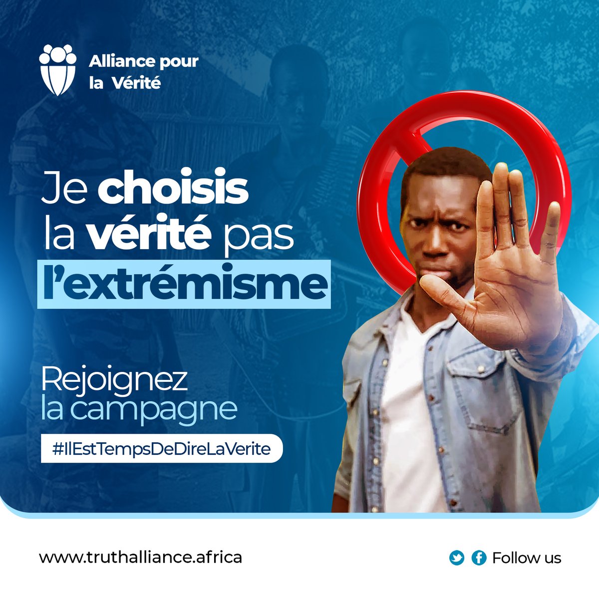 La radicalisation menant à l'extrémisme violent est une réalité complexe qui nécessite notre attention. Rejoignez la campagne 'Il Est Temps De Dire La Vérité' et ensemble, faisons entendre nos voix contre cette menace. #Ilesttempsdedirelaverite #paix #cohesionsociale