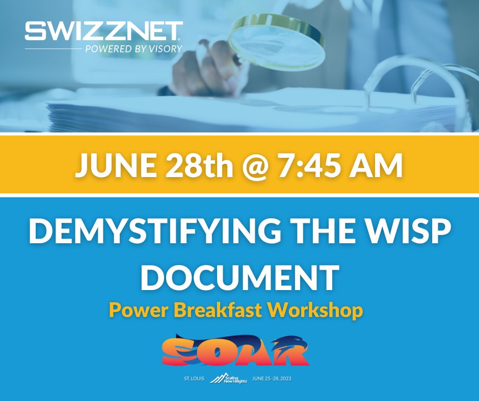 Don't forget, Swizznet's Power Breakfast is on Wednesday, 7:45 am at #SNH23.Learn how to enforce your firm's #cybersecuritypolicy and comply with #IRS4557 and the #FTC.

#cybersecurity #security6 #managedIT #managedsecurity #obsessivesupport #accountant #CPA #WISP