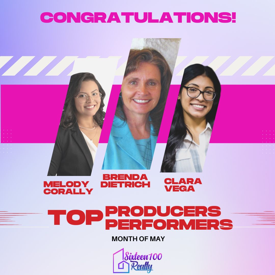 Congratulations to our Top Producers & Performers for the month of May! You are rockstars, well deserved!

Keep them coming!!! 🙌🏻🏆🥇

#sixteen100realty
#topproducers
#topperformers
#amazing
#realestate