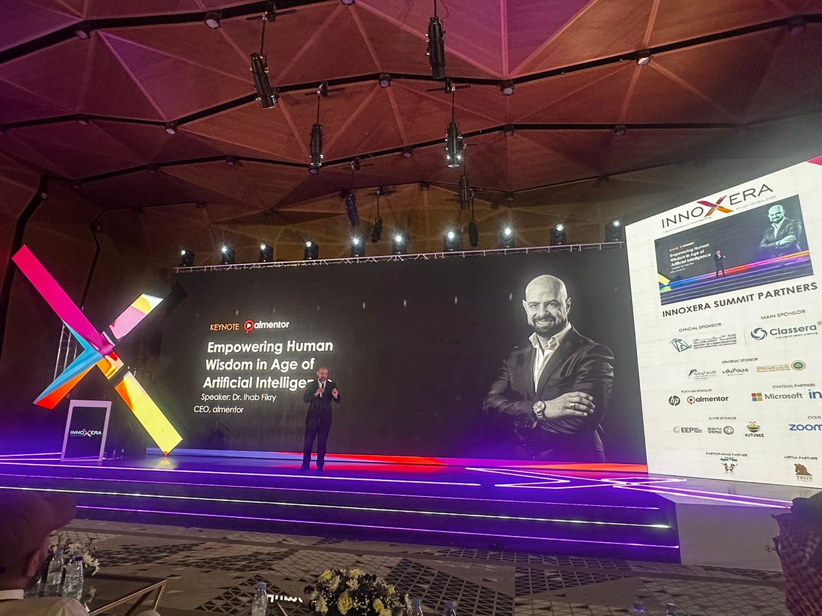 InnoXeraSummit's tweet photo. الدكتور إيهاب فكري @IhabFikry، الرئيس التنفيذي ل @almentornet في فاعليات قمة #انوكسيرا في اليوم الثاني، وكلمة هامة بعنوان "تمكين الحكمة البشرية في عصر الذكاء الاصطناعي"، حيث يشارك رؤية هامة حول استغلال التكنولوجيا لتعزيز وتحرير إمكانات الإنسان.
#innoxera #Learning_in_AI_Era https://t.co/2iqaCCwS3q