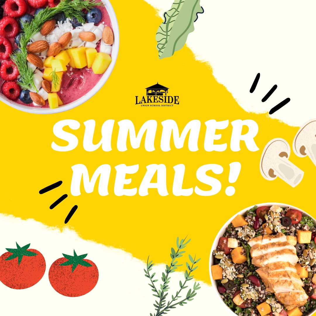 We're serving meals all summer long. Be sure to see where you can join us! 
bit.ly/42v5mqb 

#schoolnutrition #mealsallsummer #LakesideUSD #HealthyEating #NutritionEducation #SchoolLunch #HealthyKids #FuelingMinds #FarmtoSchool #NutritionMatters