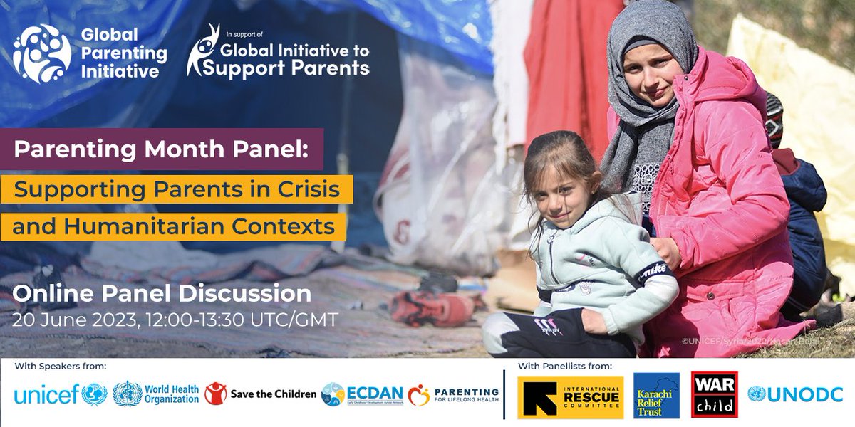 Many thanks to all who attended today’s #PanelDiscussion “#ParentingMonth2023 Panel: Supporting #ParentsInCrisis &amp; #Humanitarian Contexts”!

If you missed it, we will be posting a video to our YouTube - like and subscribe!

▶️ bit.ly/3UK6Zy5

#EarlyMomentsMatter