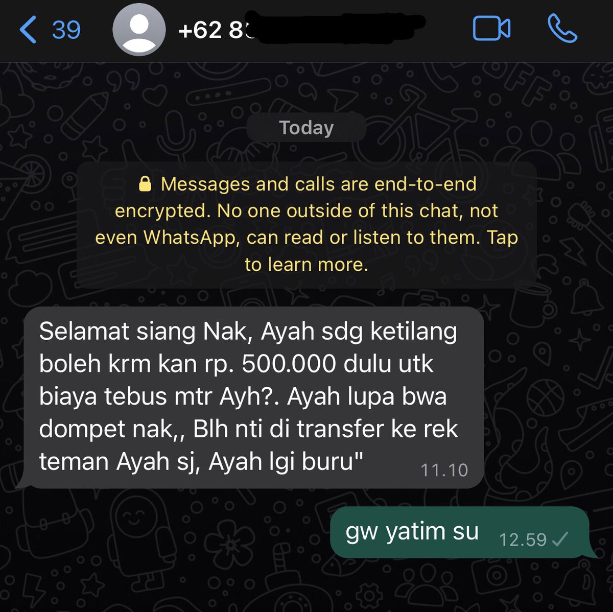 bokap udh AFK masih aja kena scam