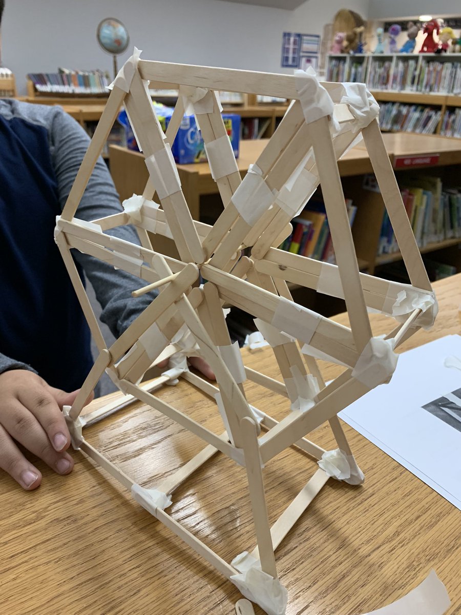 stepowyj's tweet photo. Final 6th Grade #stem project: after completing @edpuzzle on Mr Ferris and His Wheel by #kathryngibbsdavis, the challenge was to create a wheel that could spin #success #popsiclesticks @07003Fairview https://t.co/O5OLgiJsmQ