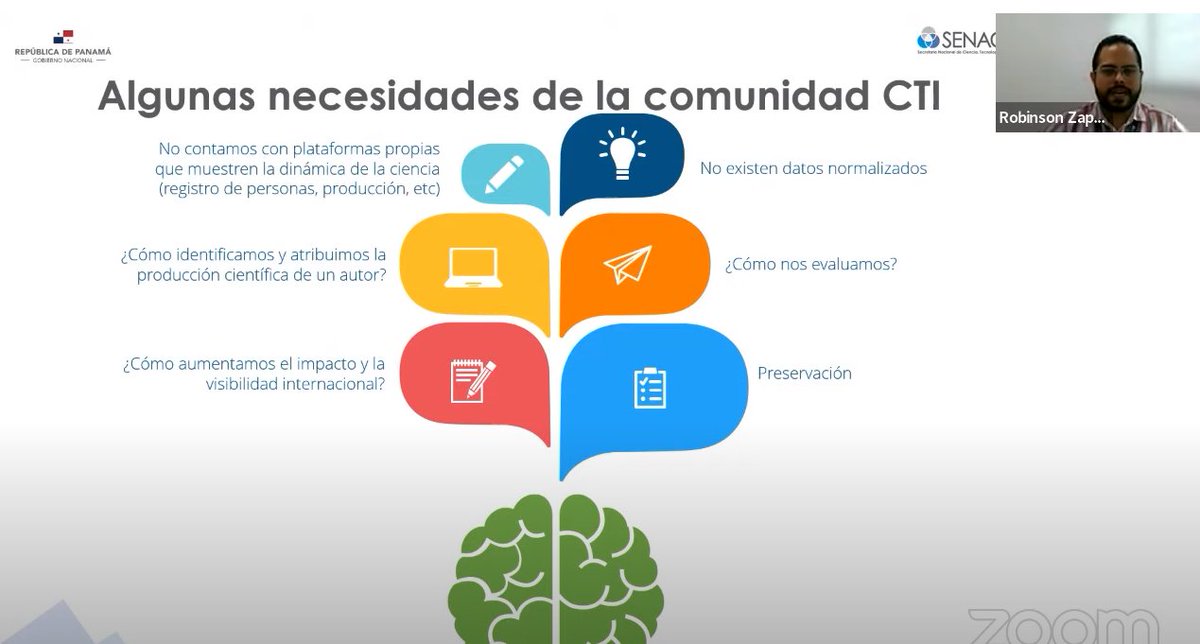 En la semana de la ciencia abierta organizado por <a href="/LAReferenciaAA/">LA Referencia</a>, Robinzon Zapata de la <a href="/senacyt/">Senacyt Panamá</a> <a href="/plataformaabc/">Plataforma ABC</a>  presenta la plataforma #CONECTO, el sistema #CRIS de Investigadores de Panamá